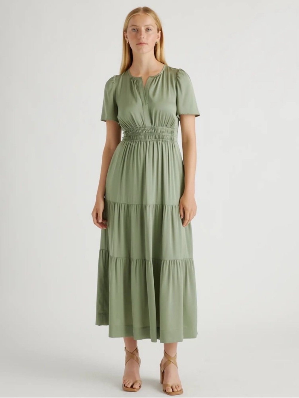 ✨ Quince silk tiered maxi dress XS